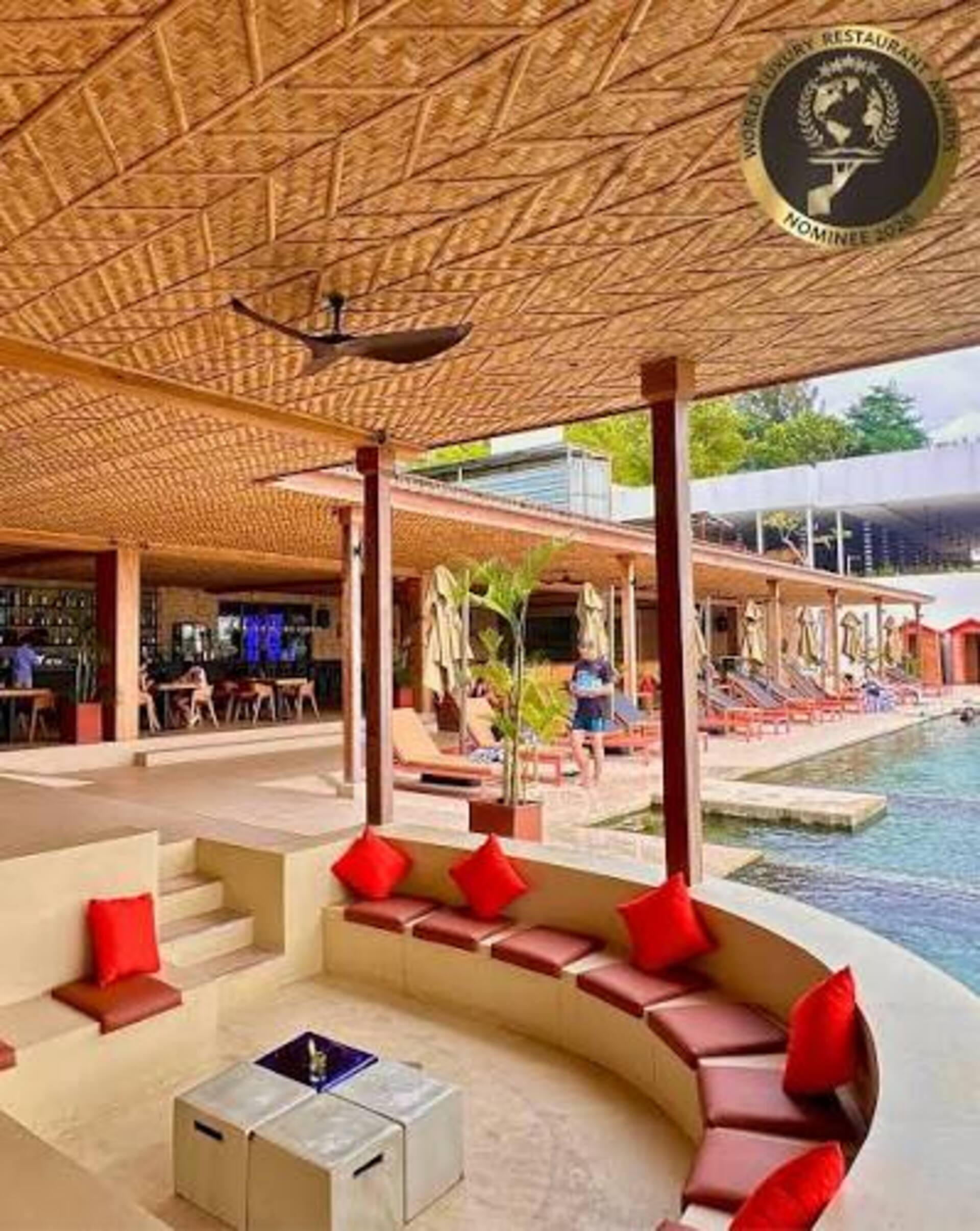 Seaside seating area at Lelewatu Beach Lounge, Sumba