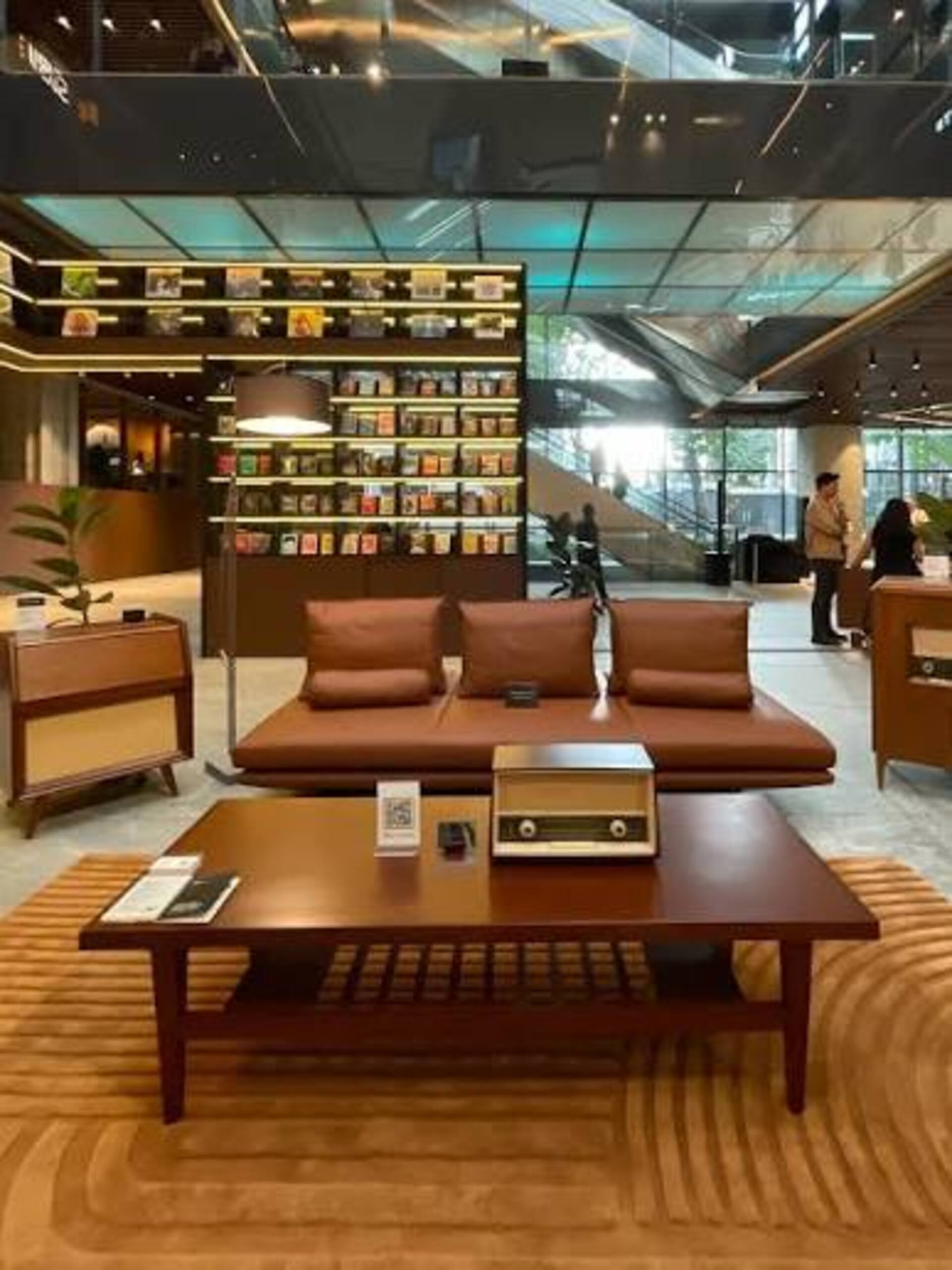 Bookshelves at a stylish library in Jakarta