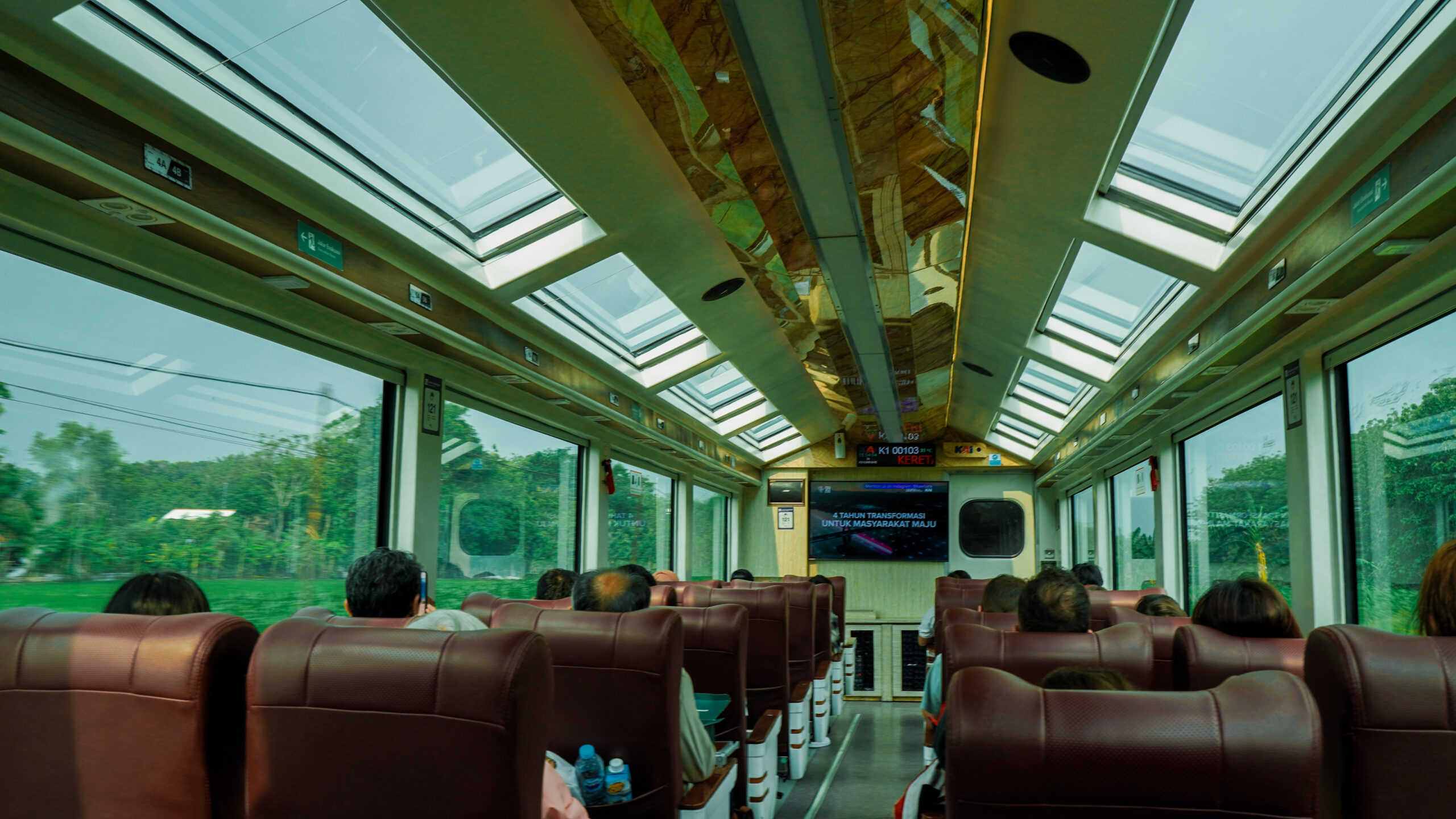 Scenic train journey through the Indonesian countryside